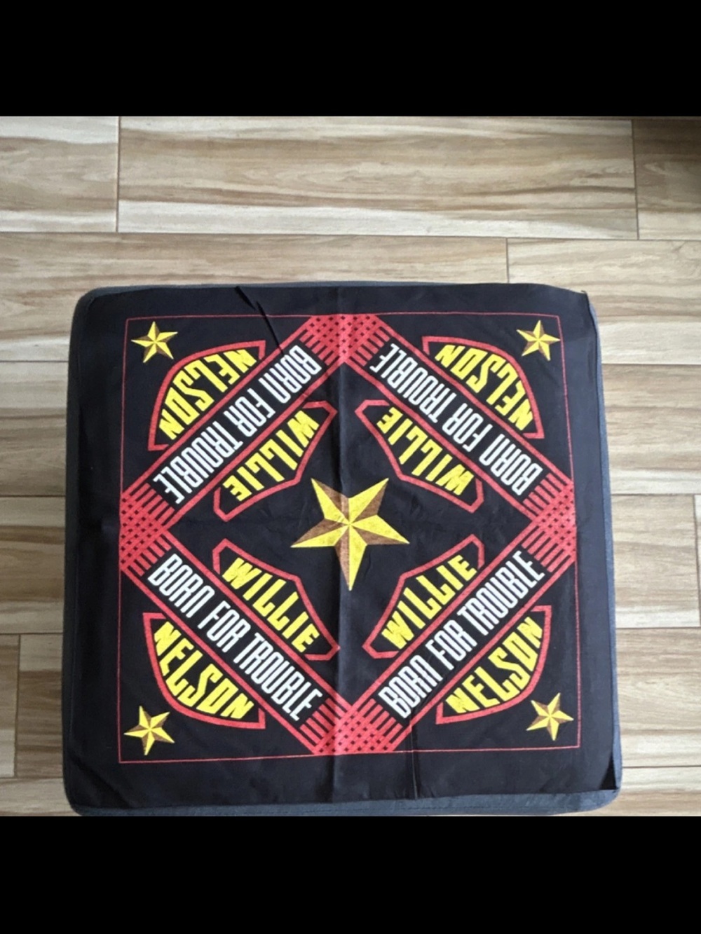 Willie Nelson 'Born for Trouble' Bandana Scarf - Black, Red, Yellow